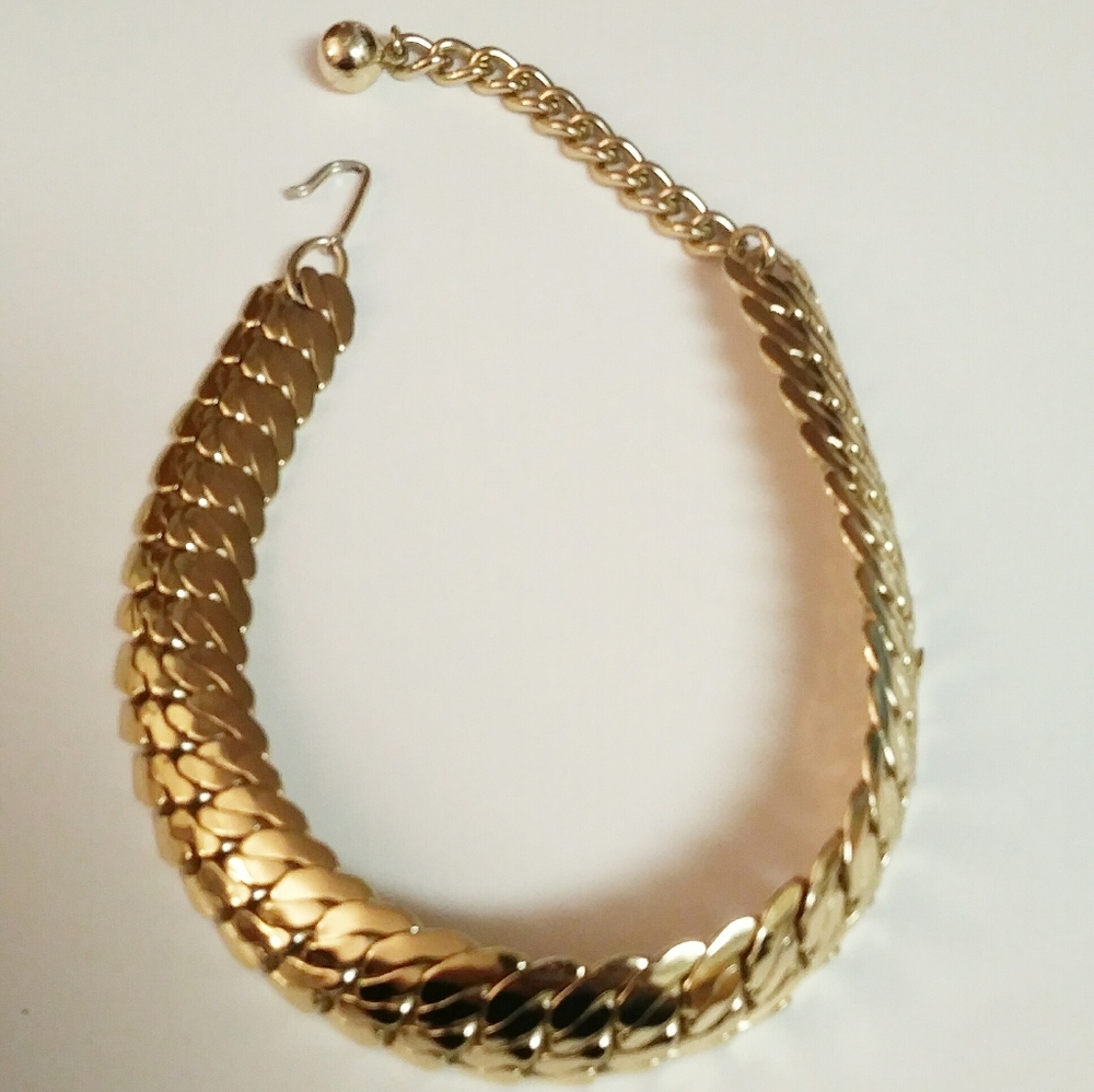 PRICE FIRM! Coro lite vintage 50s 60s thick gold chain necklace collar choker - Picture 1 of 6